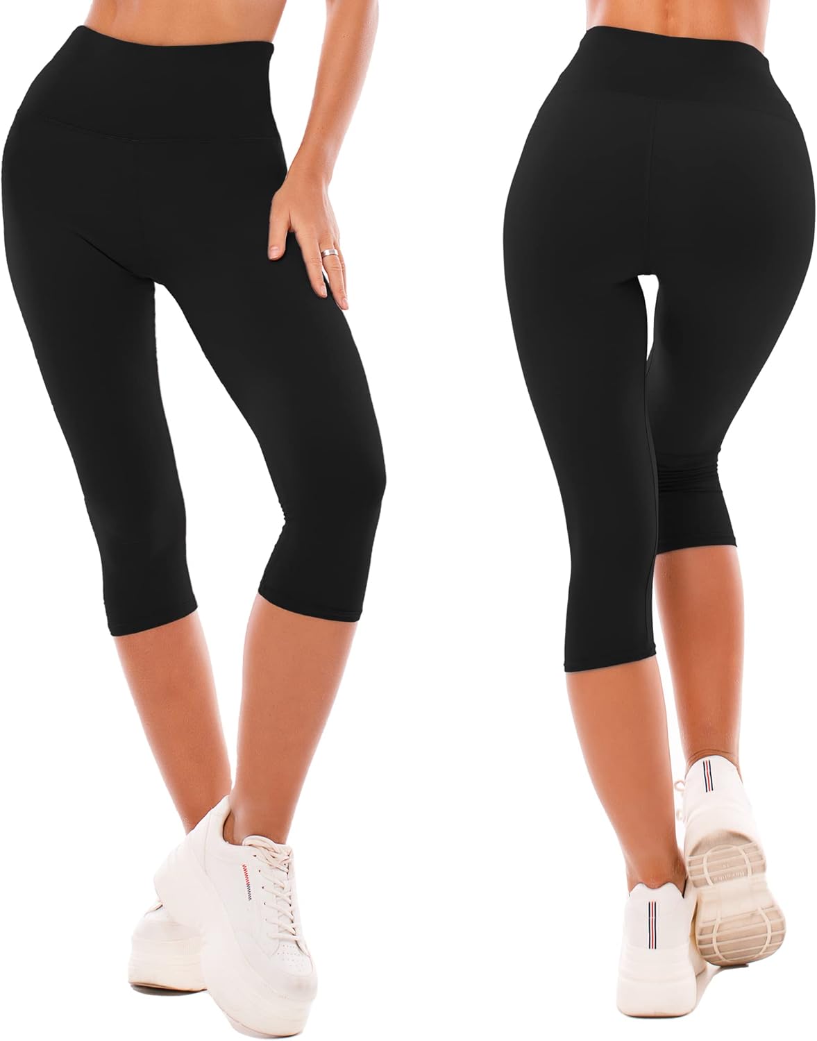 SINOPHANT High Waisted Capri 3/4 Length Leggings for Women, Buttery Soft Elastic...