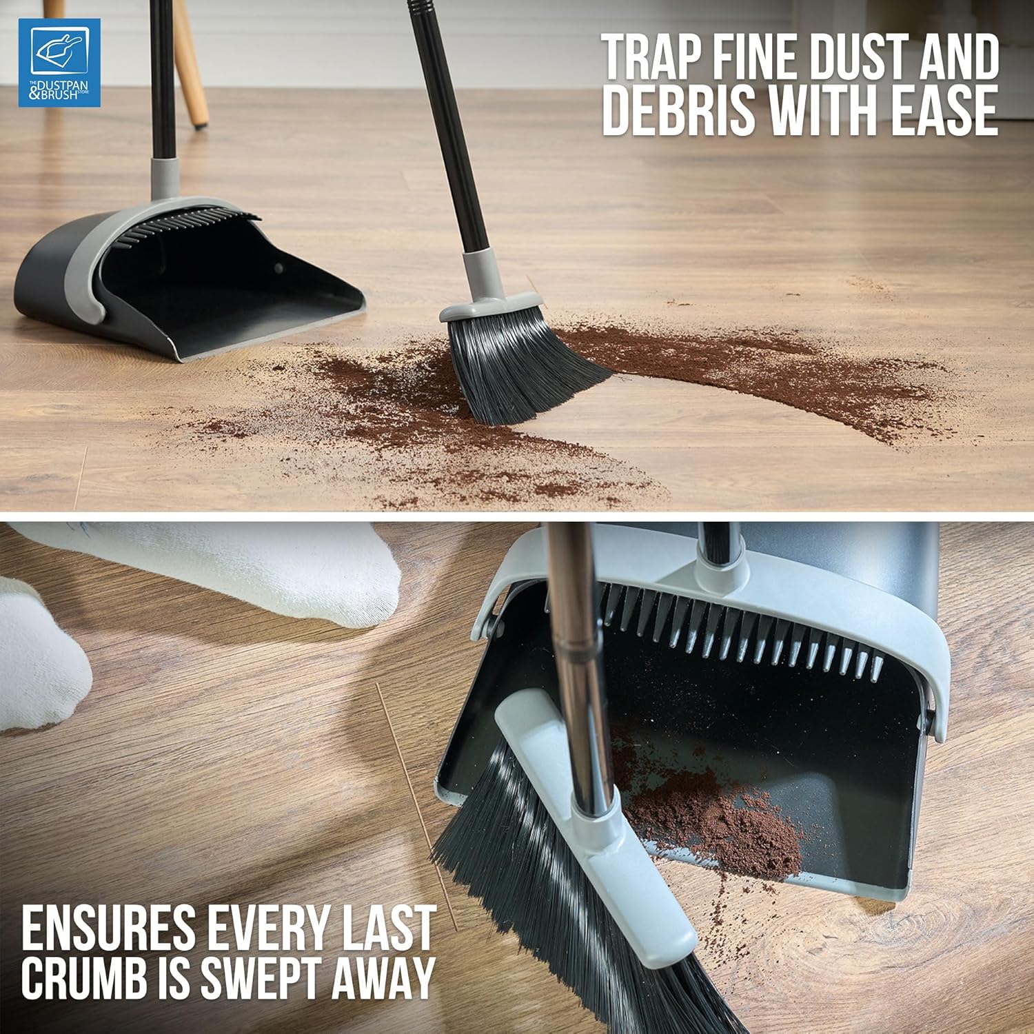 Long Handled Dustpan and Brush Set – Broom and Dustpan Set Reduce Bending Tall L...