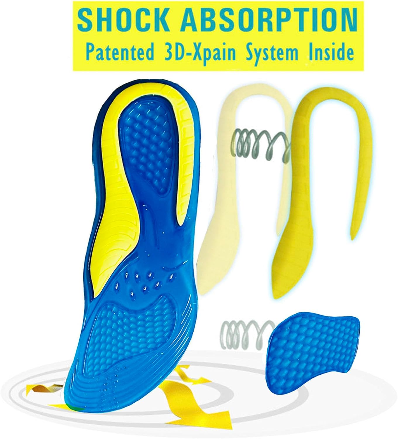 2 Pairs Goofort 3D-Xpain™ Gel Insoles for Plantar Fasciitis, Shock Absorbing Arc...