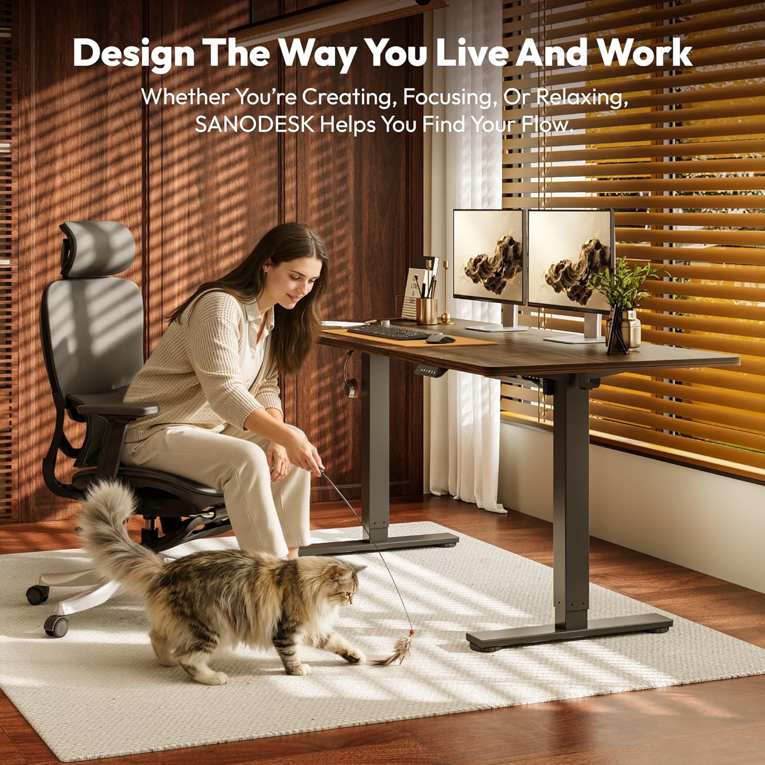 Affordable SANODESK 160 * 60 Electric Standing Desk, Versatile Height Adjustable...