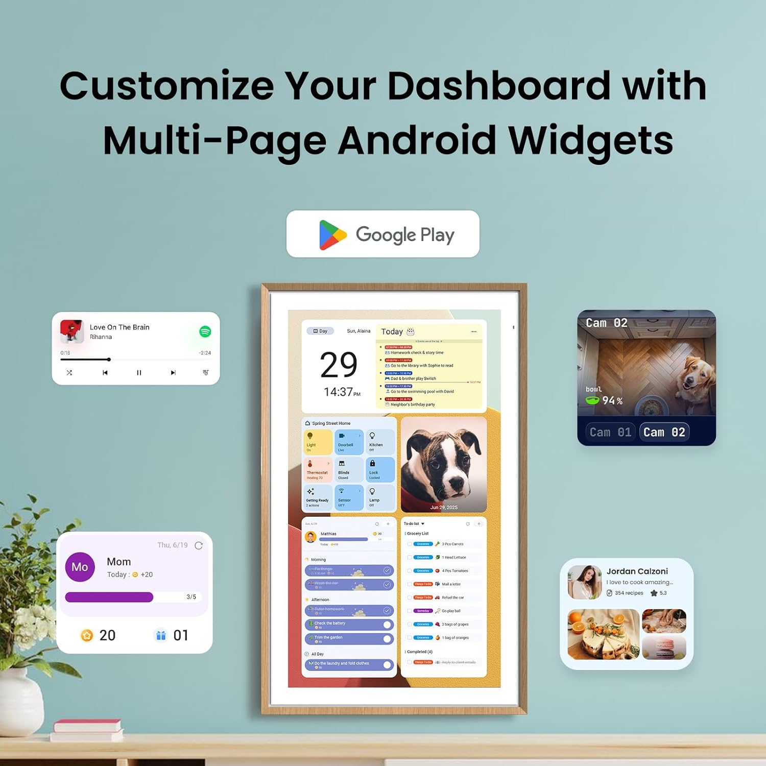 Apolosign 21.5-inch Digital Calendar : Dual Mode Smart Wall Planner, No Subscrip...