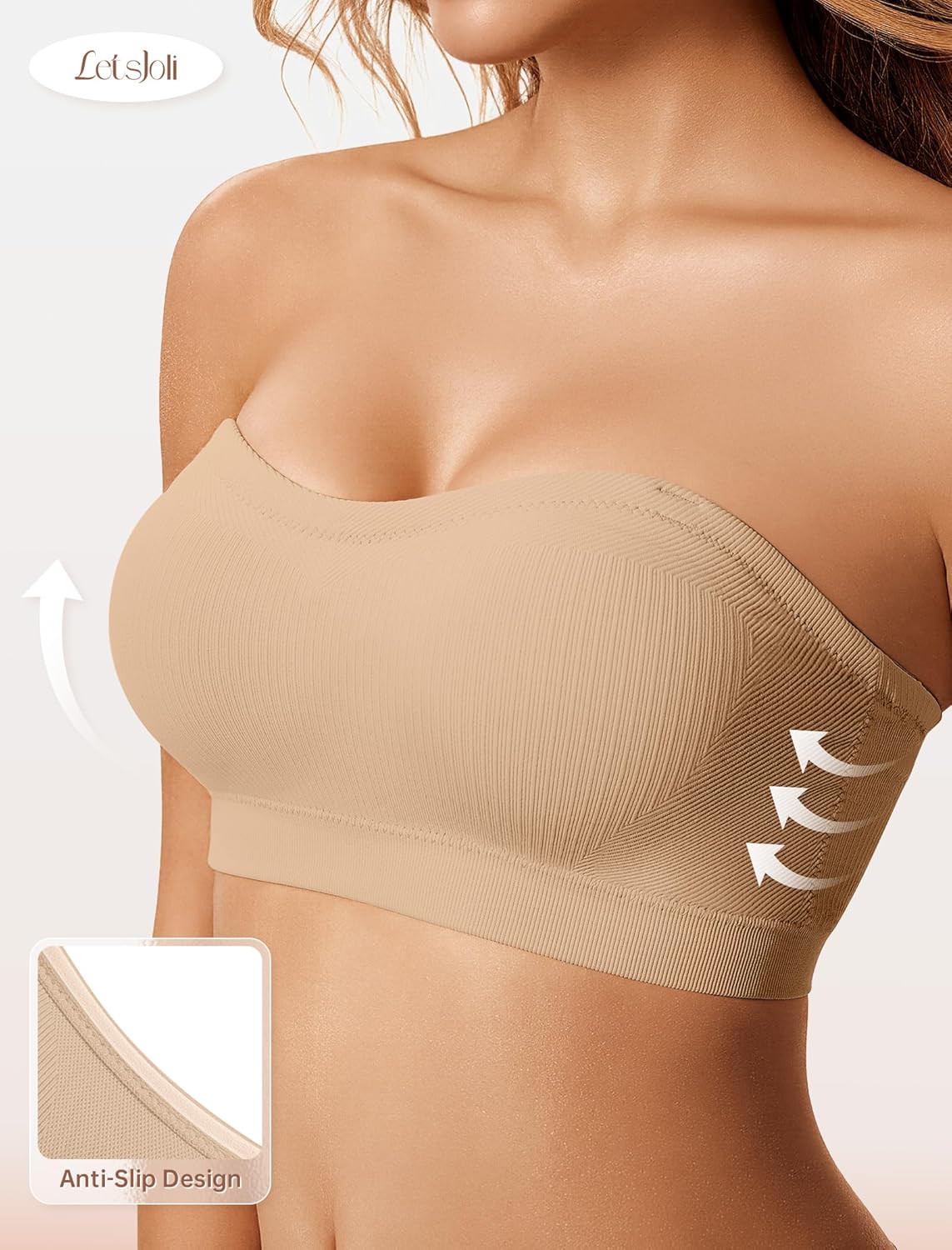 LetsJoli Push Up Strapless Bras, Special Supportive Bandeau Bra for Women, High-...