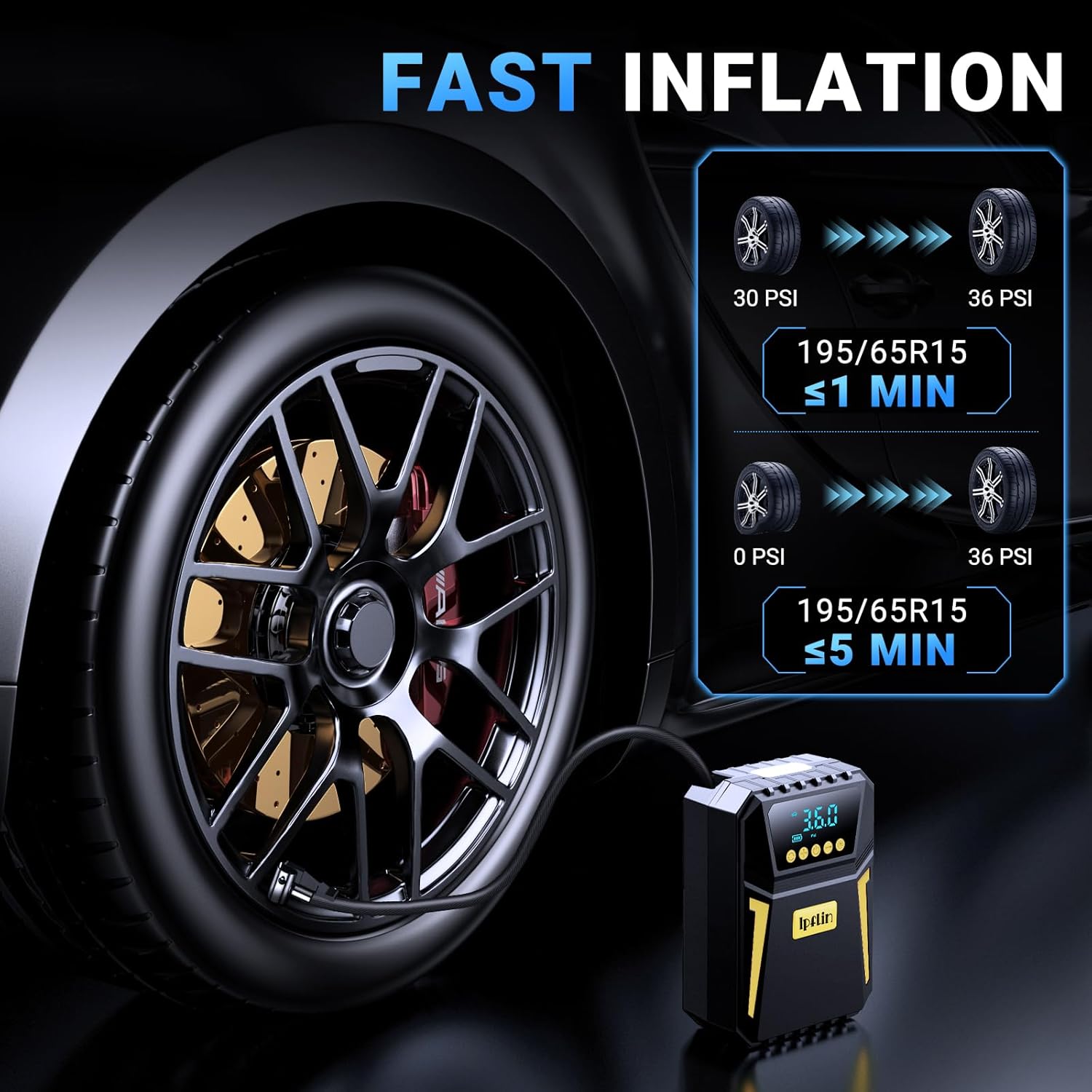 Tyre Inflator Air Compressor - Digital Car Tyre Pump 12V DC,Portable Car Accesso...