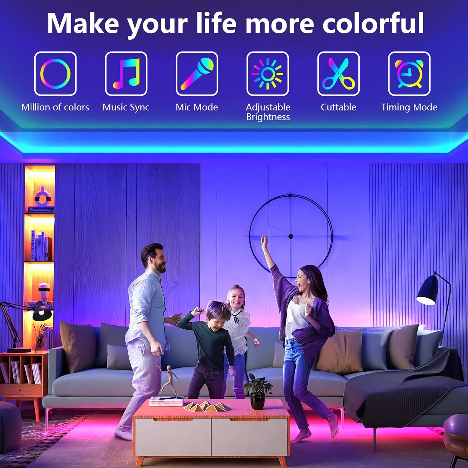 SINWE 30M Led Strip Lights, Music Sync Led Lights with 44 Keys Remote and App Co...