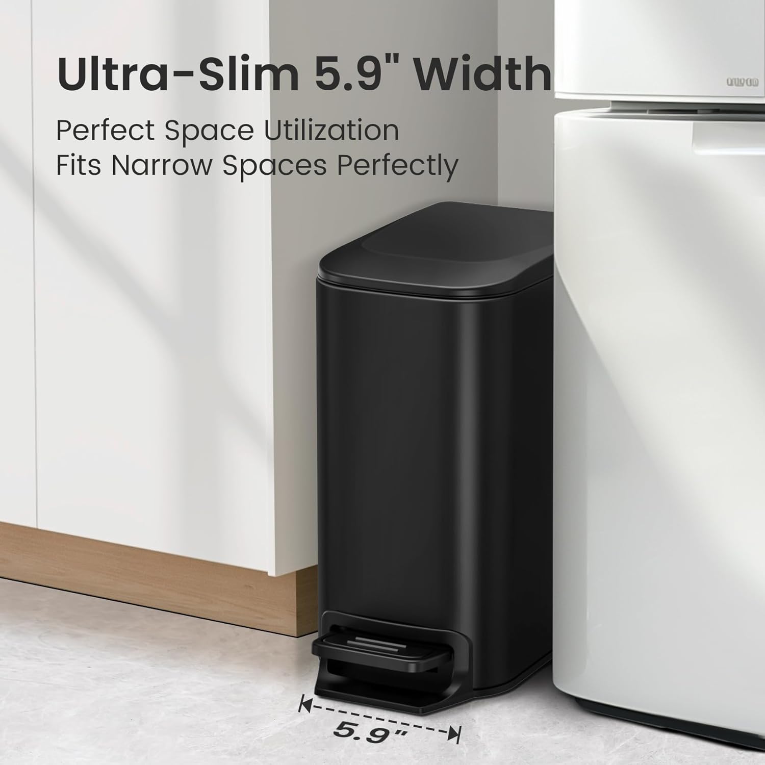 Cesun Small Bathroom Trash Can with Lid Soft Close, Step Pedal, 6 Liter / 1.6 Ga...