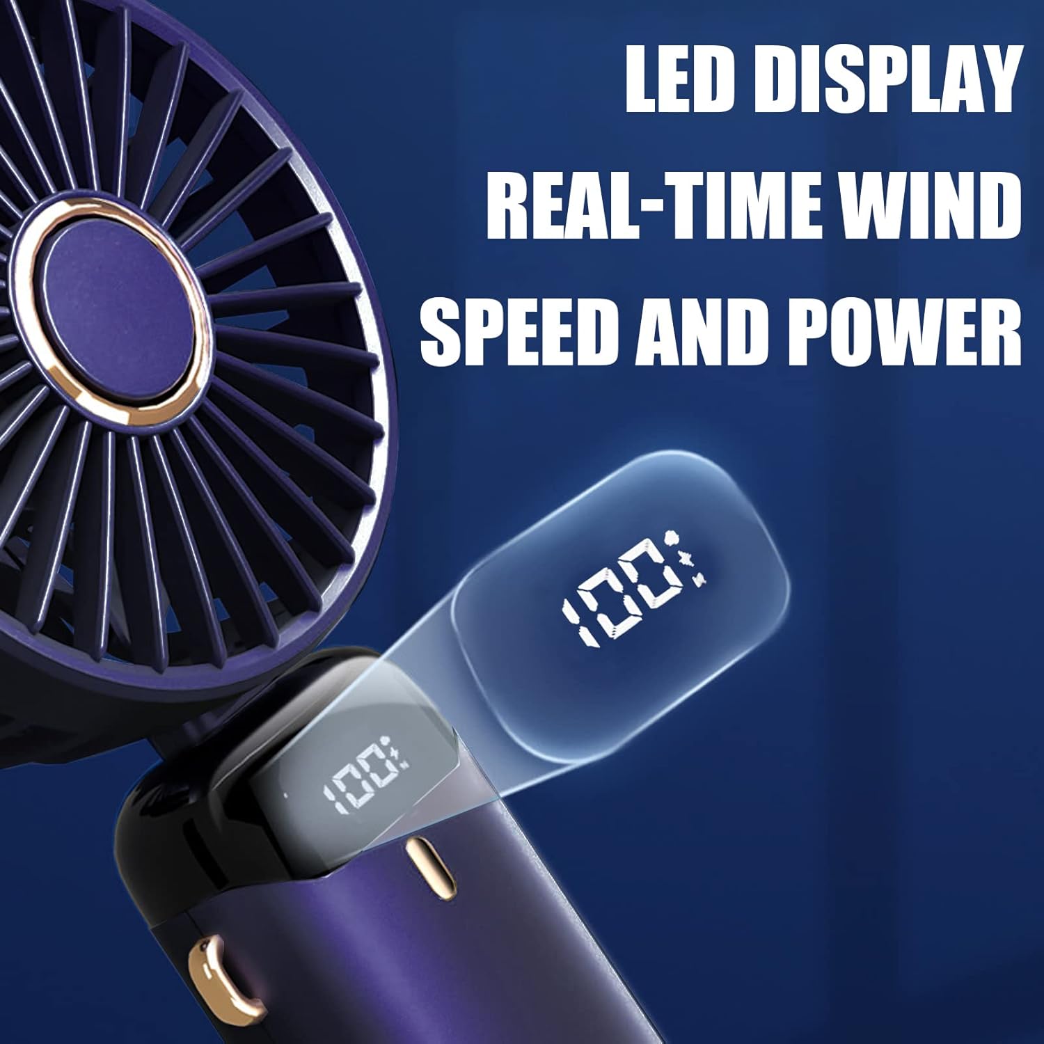 Jsdoin Hand Held Fan,Portable Handheld USB Rechargeable Fans with 5 Speeds,Batte...