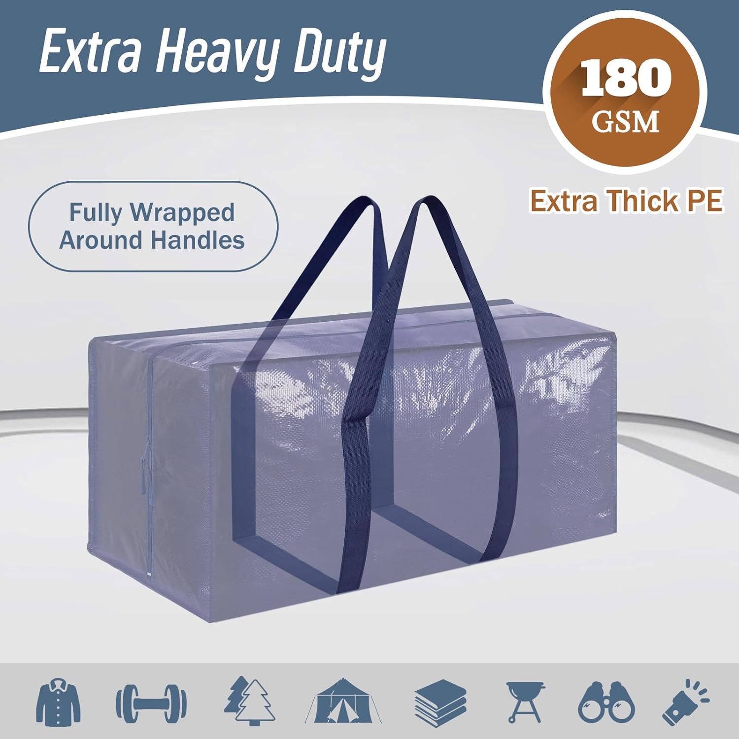 6 Pack Extra Heavy Duty Large Moving Bags with Strong Zipper & Comfortable Handl...