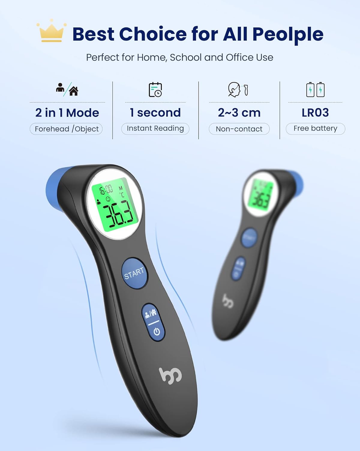 Forehead Thermometer for Adults Kids, No-Touch Infrared LCD Display Digital Baby...