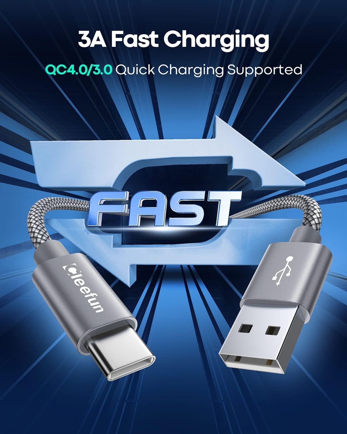 CLEEFUN 3M USB C Cable (2-Pack), Long PS5 Controller Charger Fast Charging USB-C...