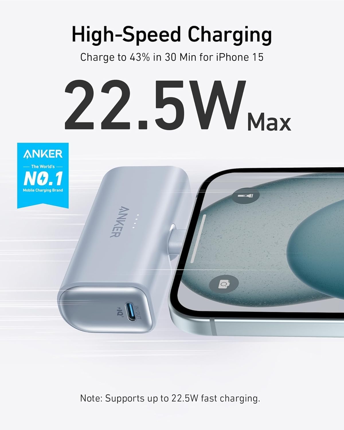 Anker Nano Power Bank, Mini Portable Charger with Built-In Foldable USB-C Connec...