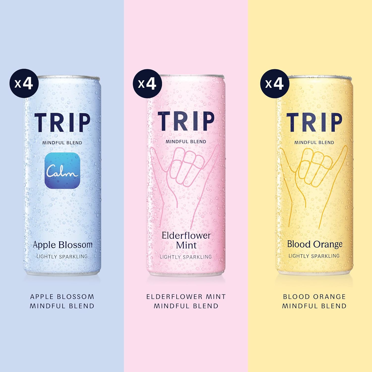 TRIP Mixed Pack Sparkling Drink with 120MG calming Magnesium + Lion’s Mane + Cha...