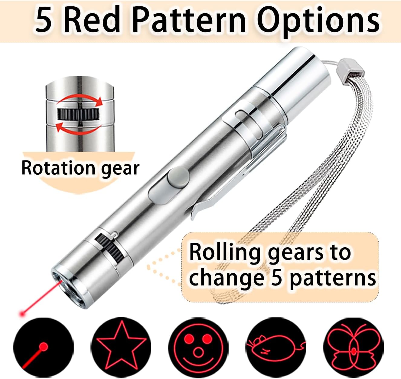 Cat Toys, 7 in 1 Function Red Pointer Interactive Cat Toy, USB Rechargeable LED...