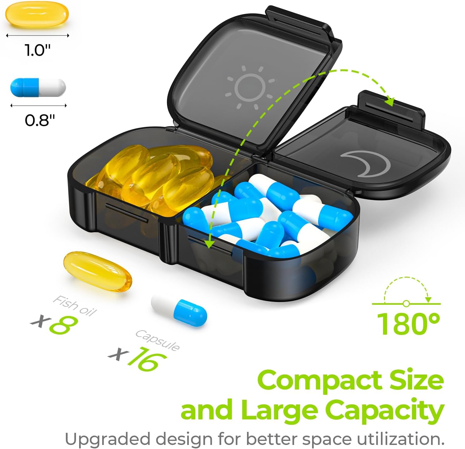 AUVON Pill Box Organiser, XL Weekly Pill Box 7 Day 2 Times a Day with One-Side L...