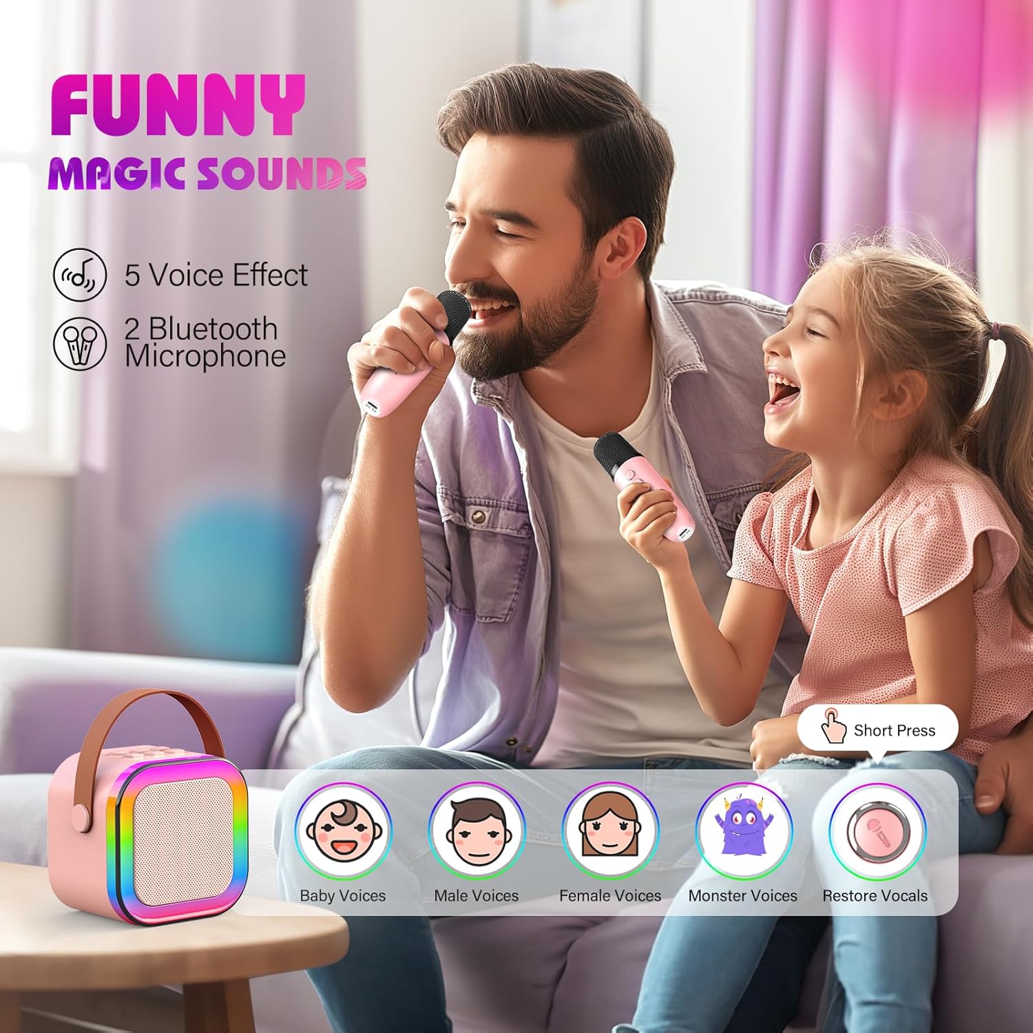 Dislocati Karaoke Machine 2 Microphones, Birthday Gifts for Girls Toys Age 3-15...