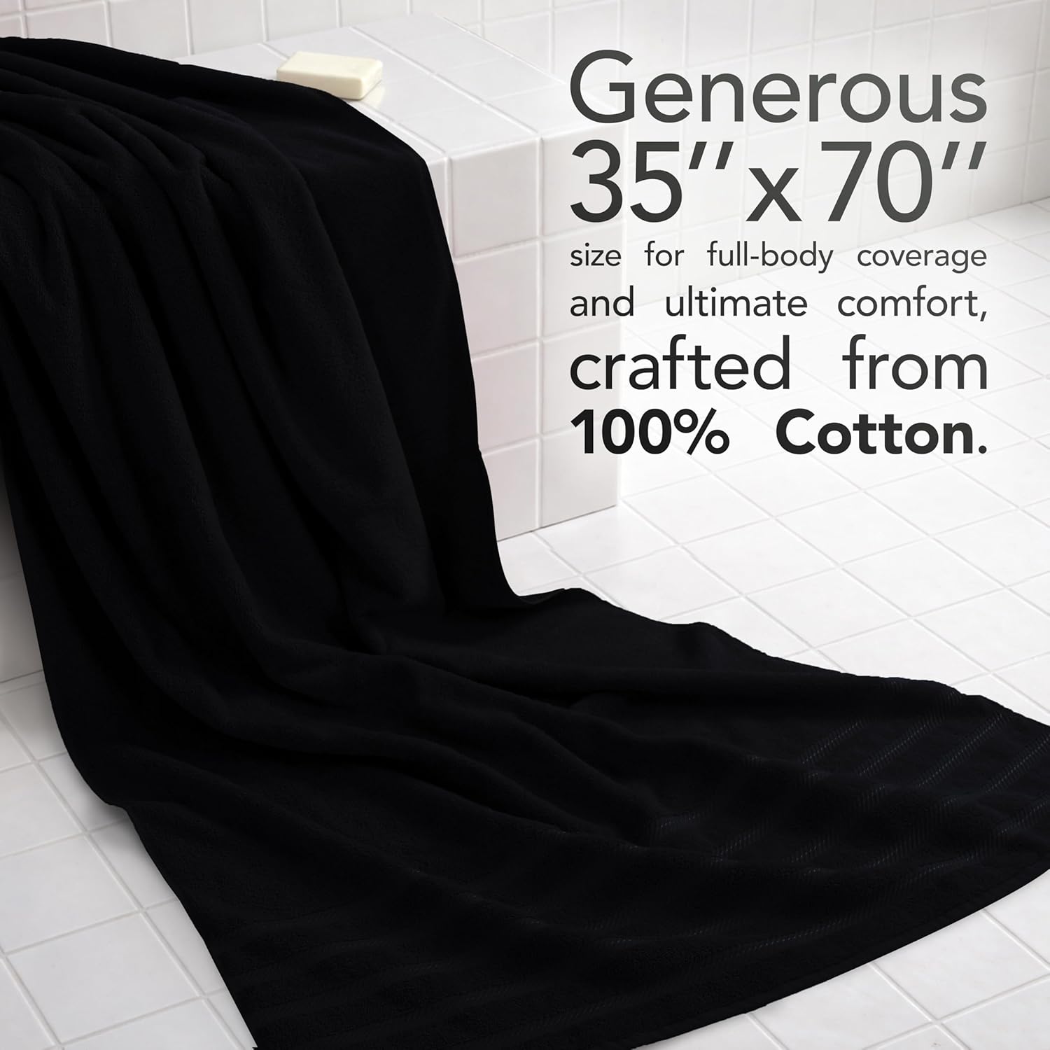 American Soft Linen Bath Towel, Oversized Luxury Bath Sheet With 100% Cotton Tur...
