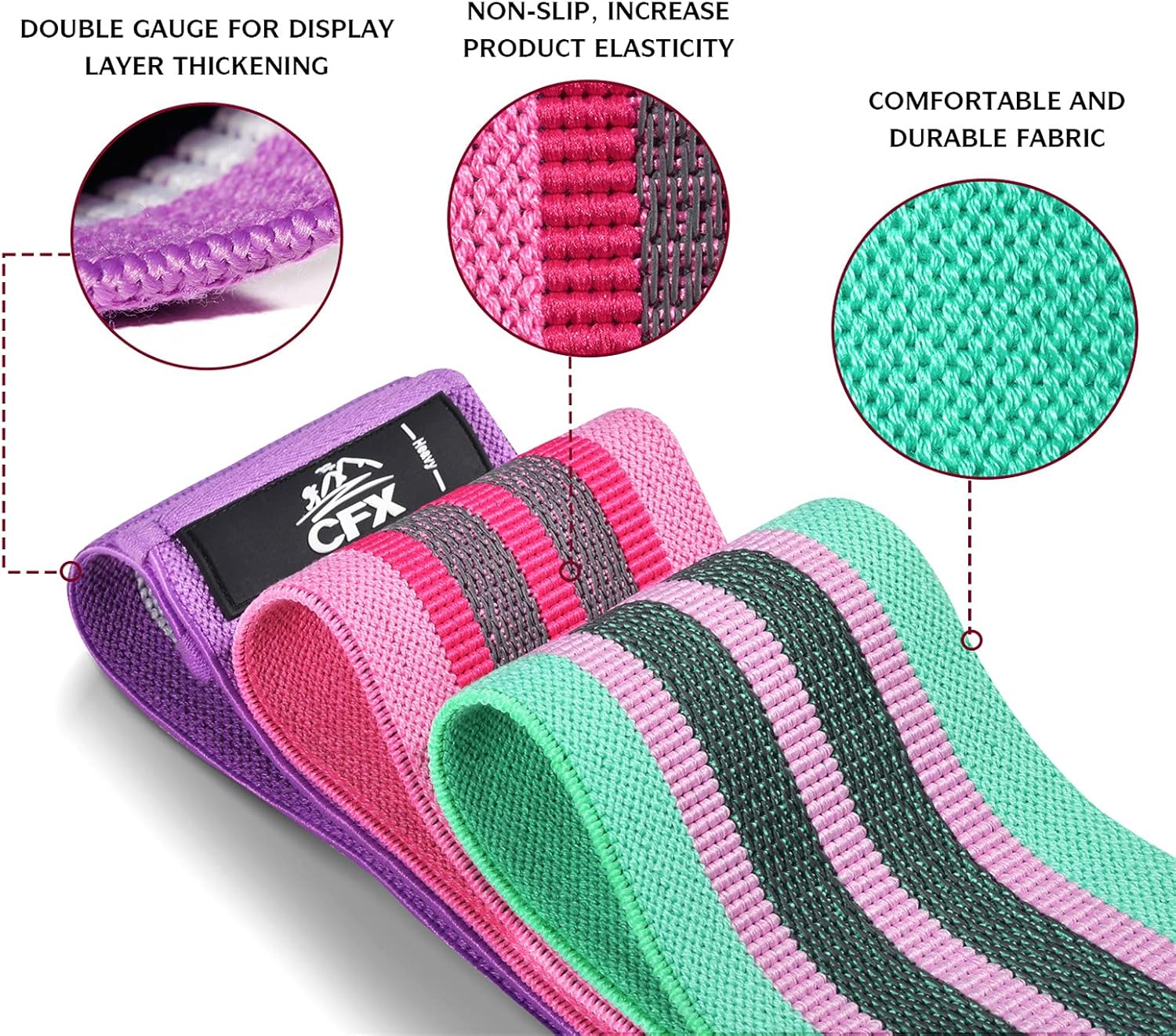 CFX Resistance Bands Set, Exercise Bands with Non-Slip Design for HIPS & Glutes,...