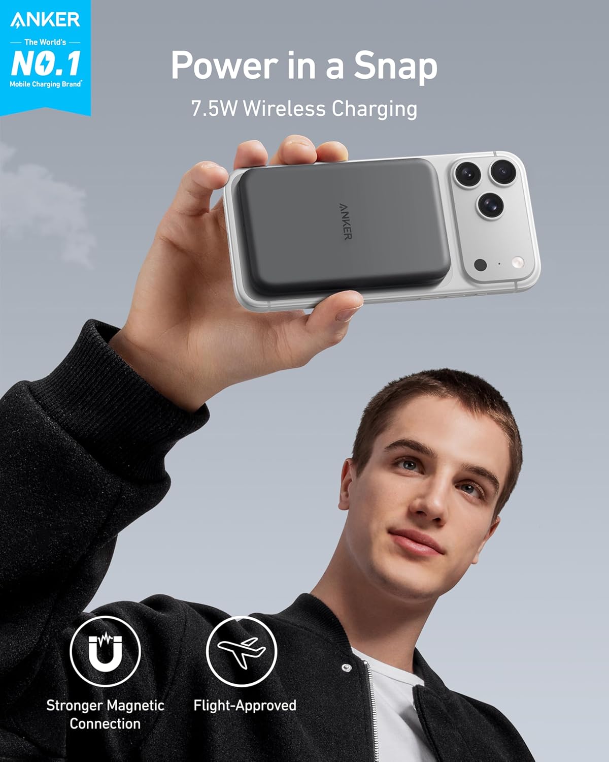 Anker 621 Magnetic Portable Charger (MagGo), 5,000mAh Wireless Power Bank with U...