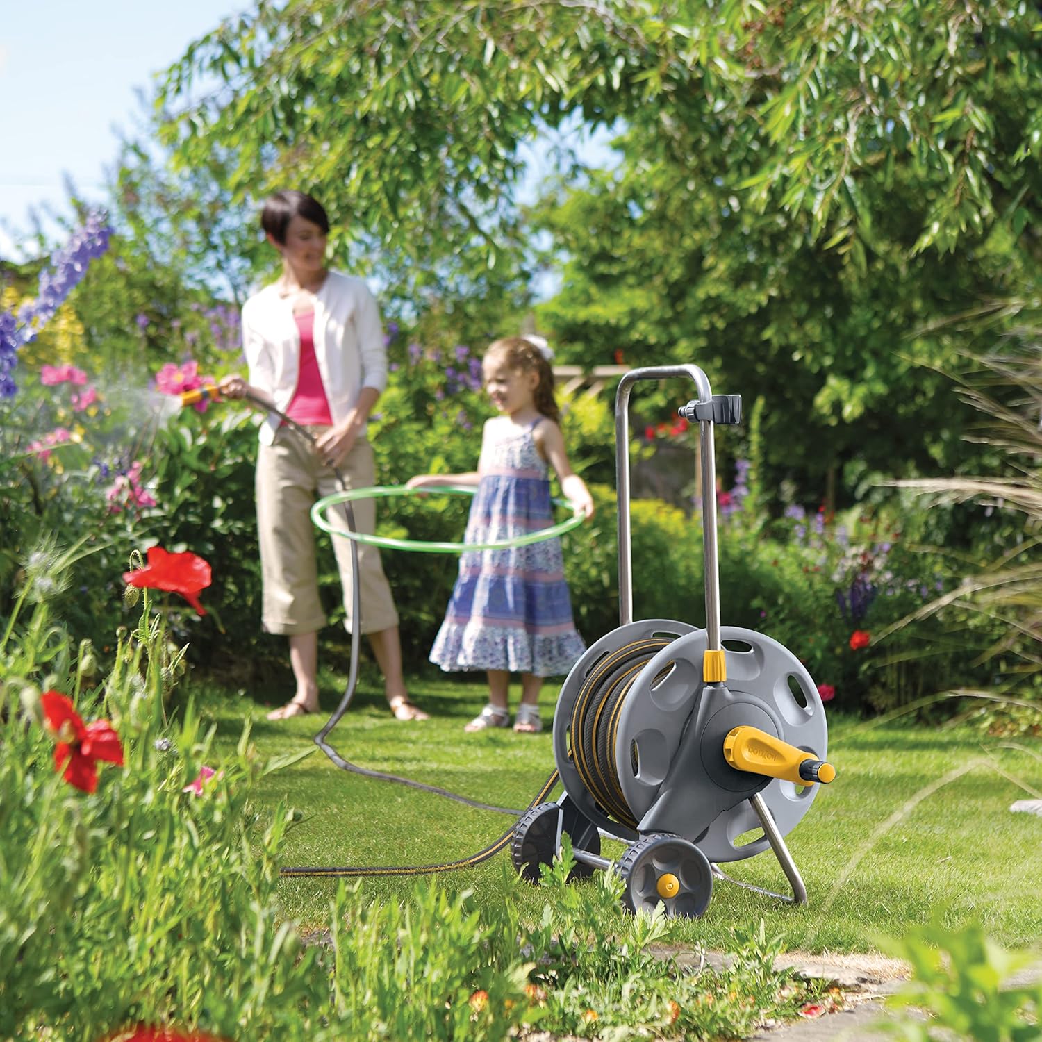 HOZELOCK - Cart Plus 50m of Ultramax hose (12.5 mm): Max Capacity 60m, Rewind Ha...