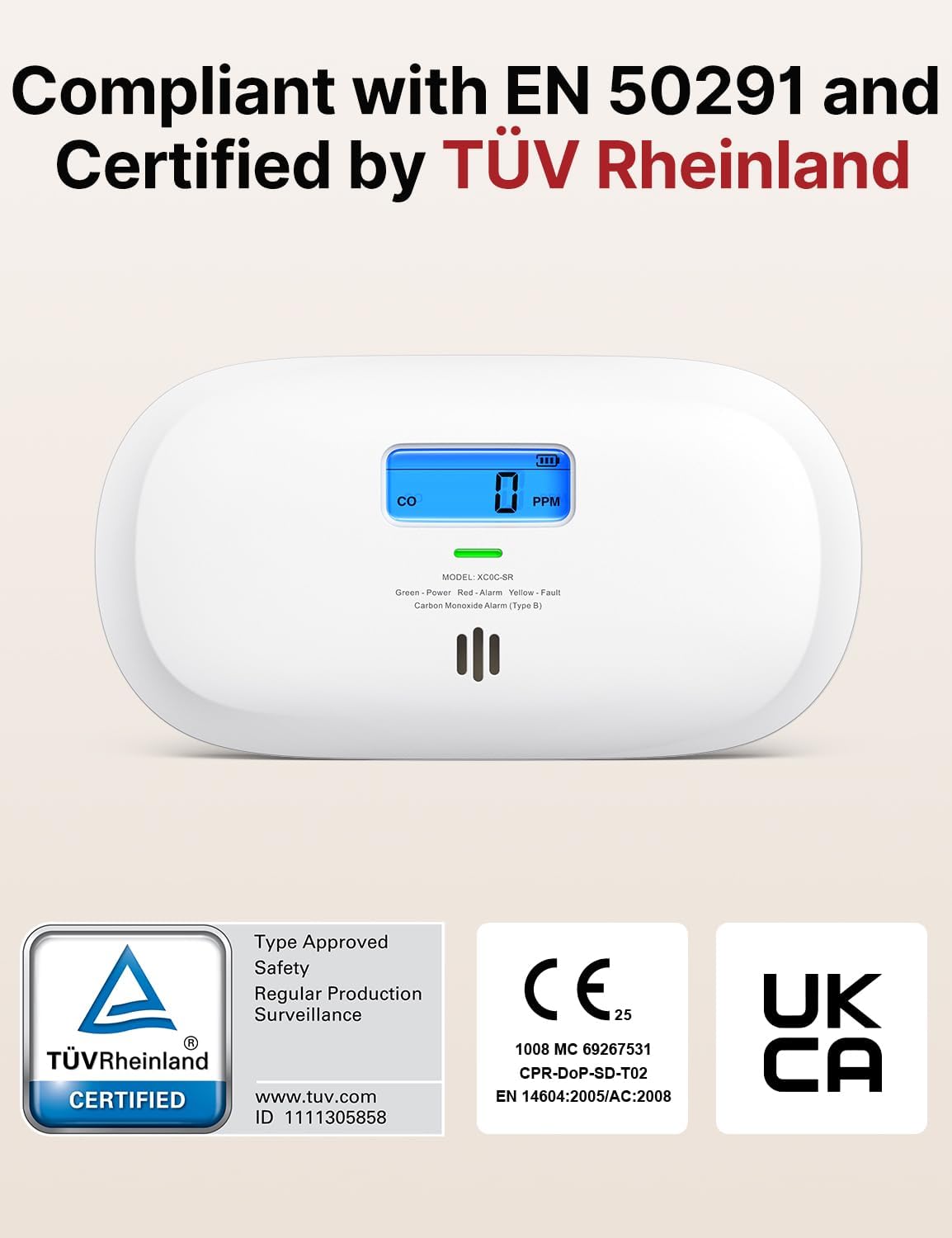 X-Sense Carbon Monoxide Detector, Replaceable Battery Powered CO Alarm with Digi...