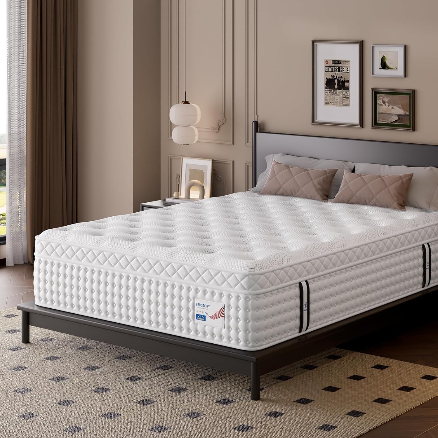 BedStory 14 Inch Medium Firm Queen Mattress, Luxury Hybrid Mattress in a Box for...