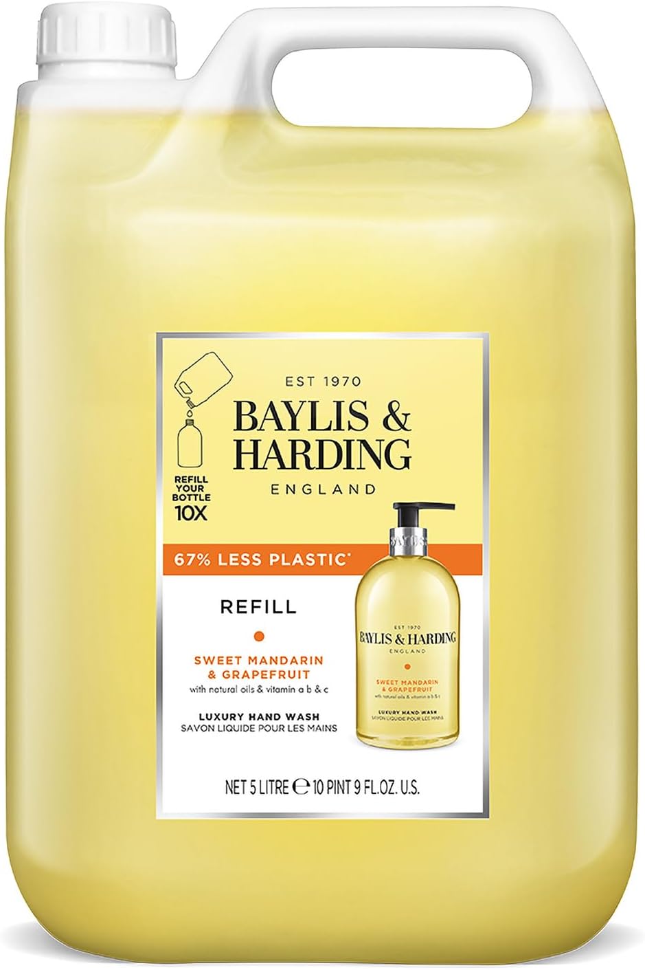 Baylis & Harding Sweet Mandarin & Grapefruit Hand Wash 5 Litre Refill (Pack of 2...