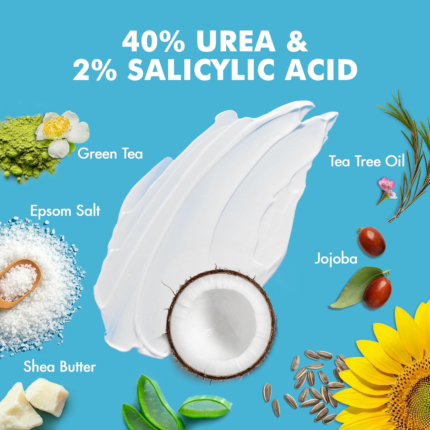 Ebanel Urea Cream 40% plus Salicylic Acid 2%, Foot Cream for Dry Cracked Heels F...