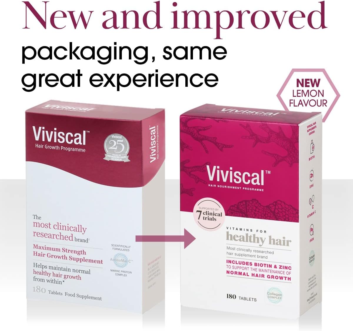 Viviscal Biotin Hair Supplement For Women, Pack of 180 Biotin & Zinc Tablets, Na...