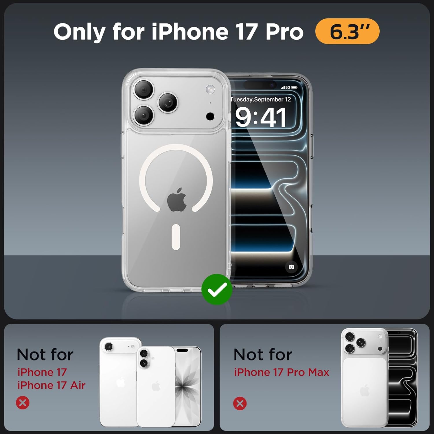 Miracase for iPhone 17 Pro Case with MagSafe [with 9H+Screen Protector] Military...