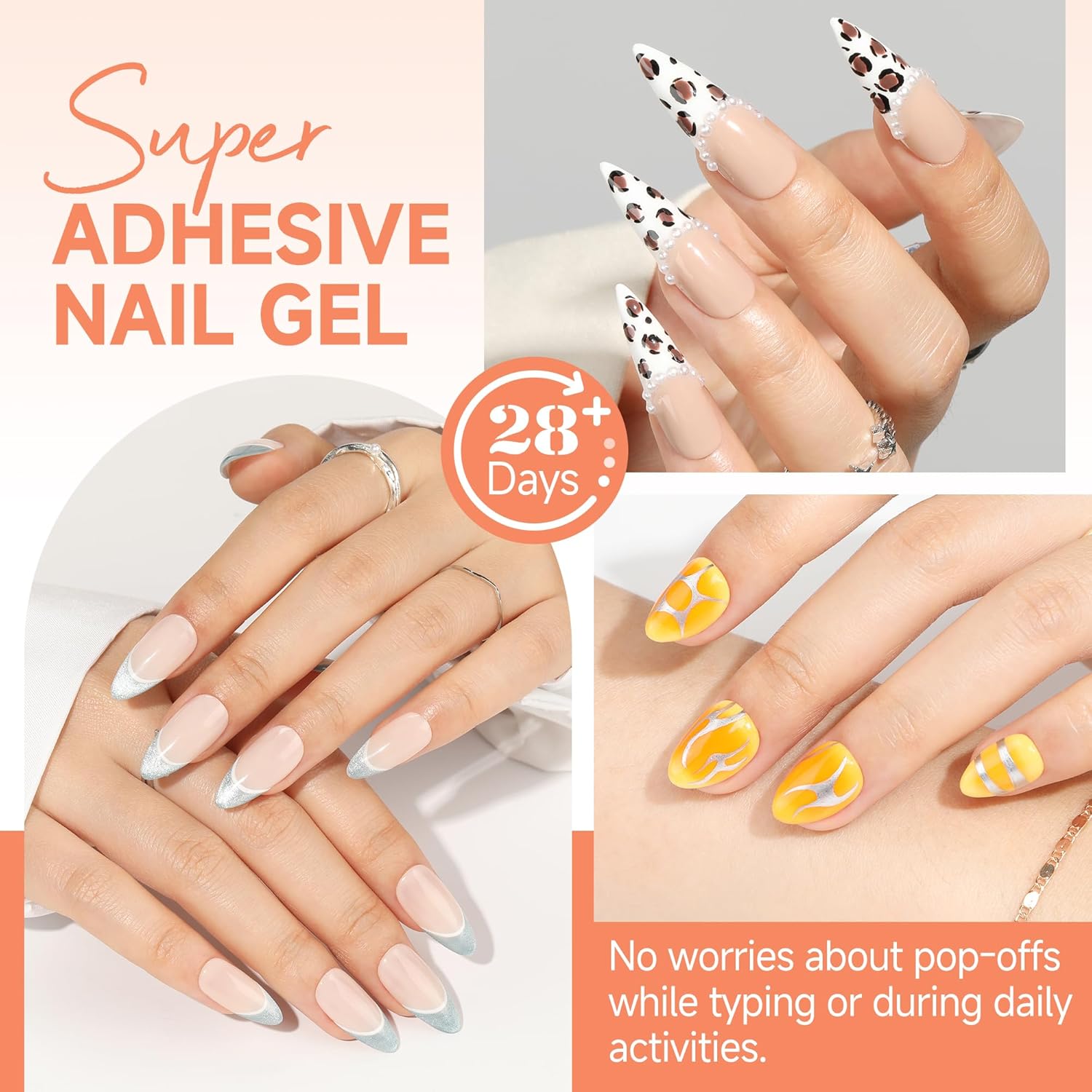 UNA GELLA Solid Nail Glue Gel 15ml Lamp Curing Needed Solid Soak Off U V/LED Lam...