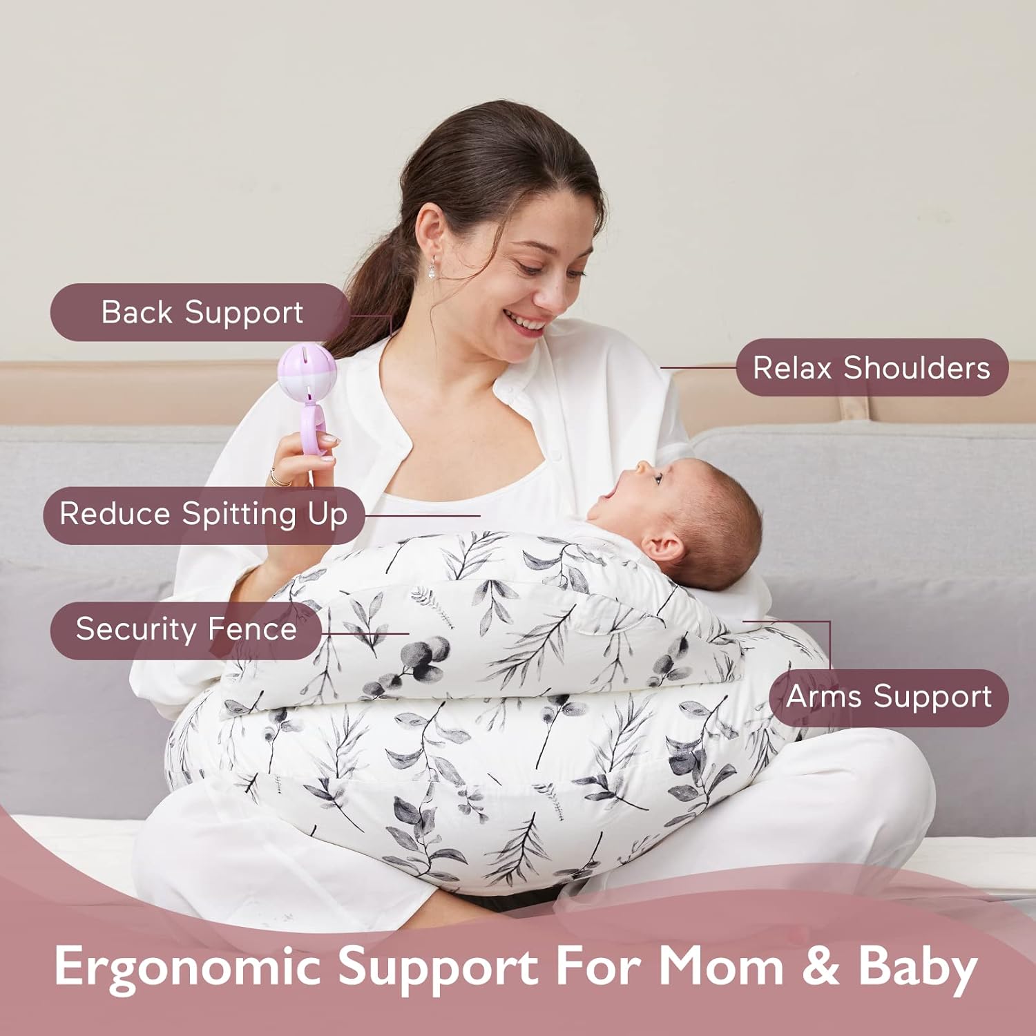 momcozy Nursing Pillow With Breastfeeding - Ergonomic Support & Original Securit...