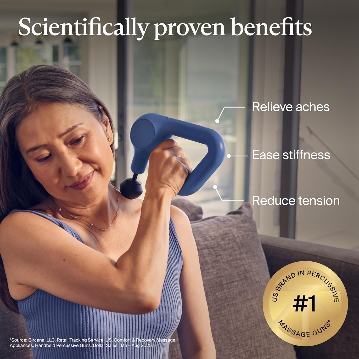 TheraGun Therabody Relief Handheld Percussion Massage Gun - Easy-to-Use, Comfort...