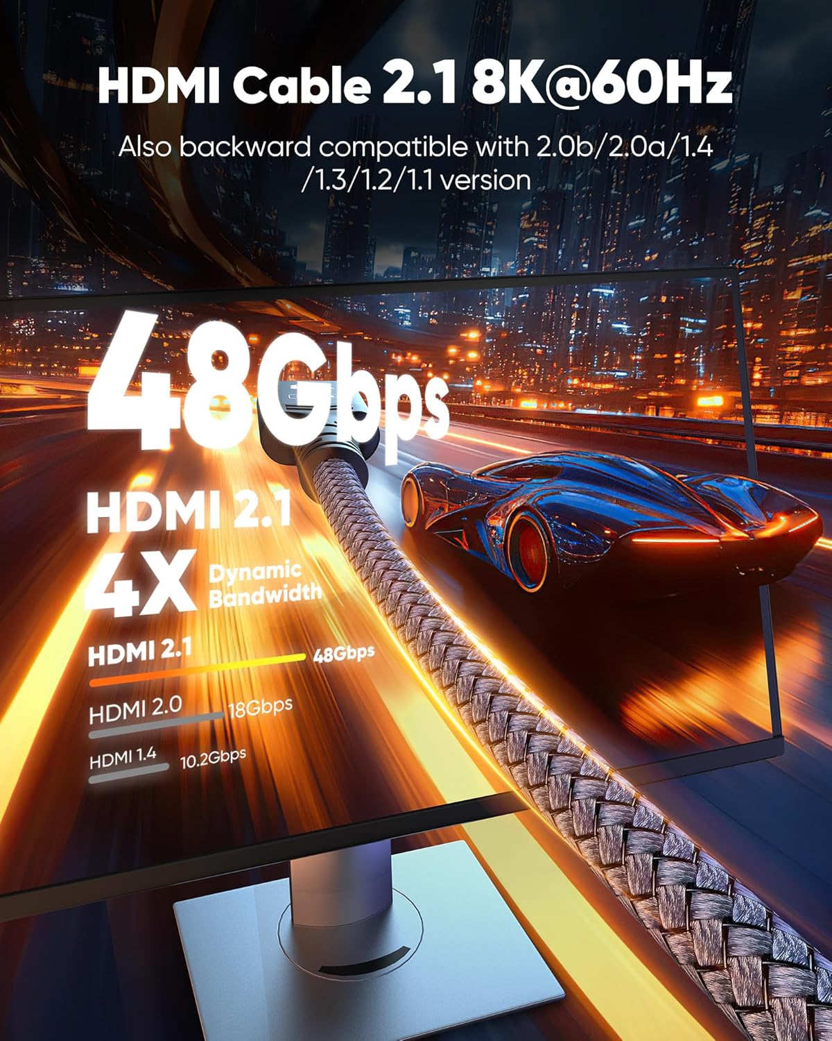 High-Quality Snowkids 9m 8K HDMI Cable, Advanced HDMI 2.1 Cable for 8K@60Hz, Sup...