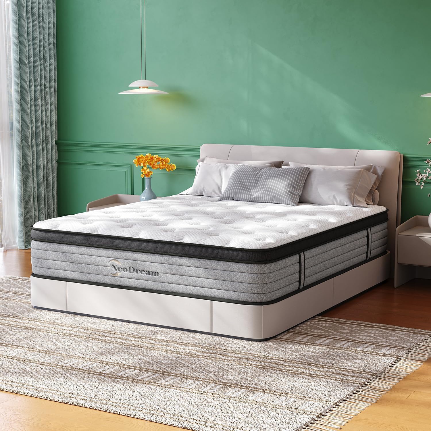 King Size Mattress, 12 Inch Hybrid Matress with Memory Foam & Individual Pocket...