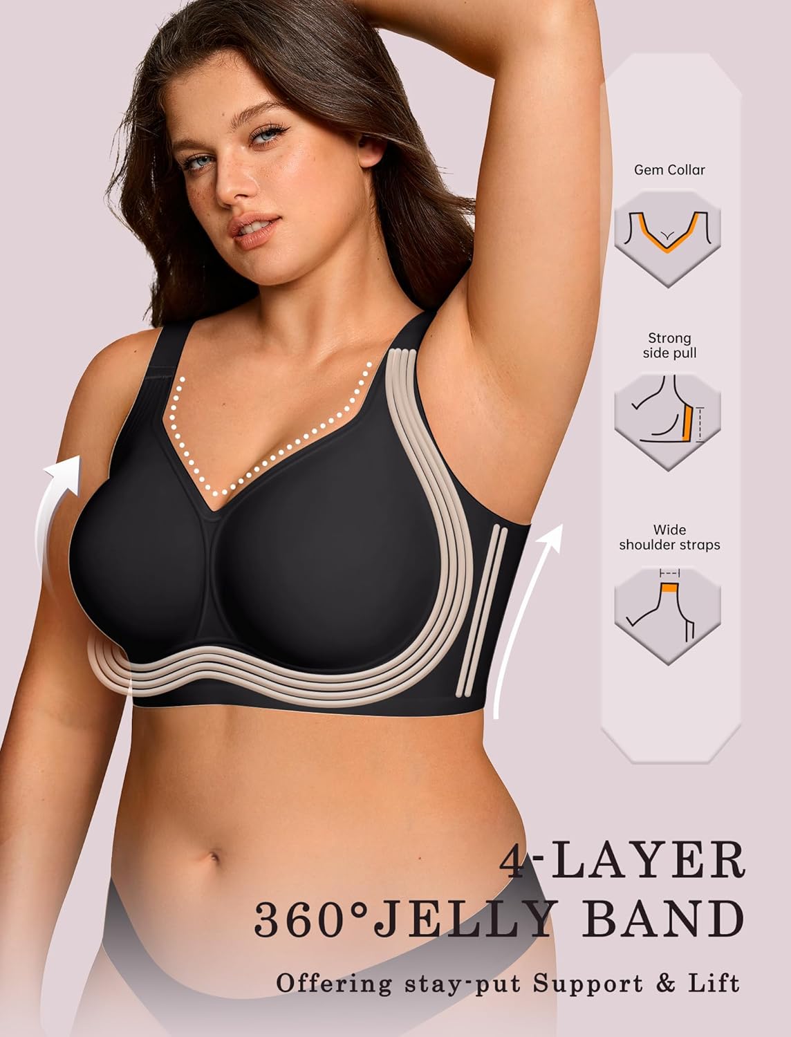 OEAK Womens Wireless Jelly Bra Plus Size Supportive Seamless Bras Full Coverage...