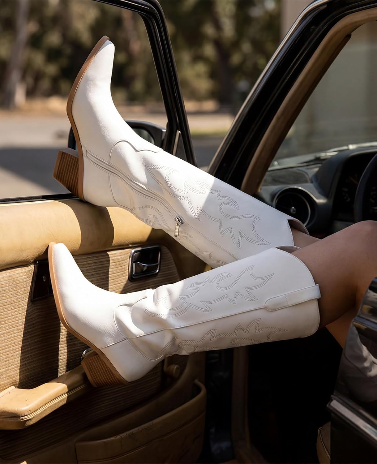 Pasuot Western Cowboy Boots, Special Knee High Wide Calf Cowgirl Boots for Women...