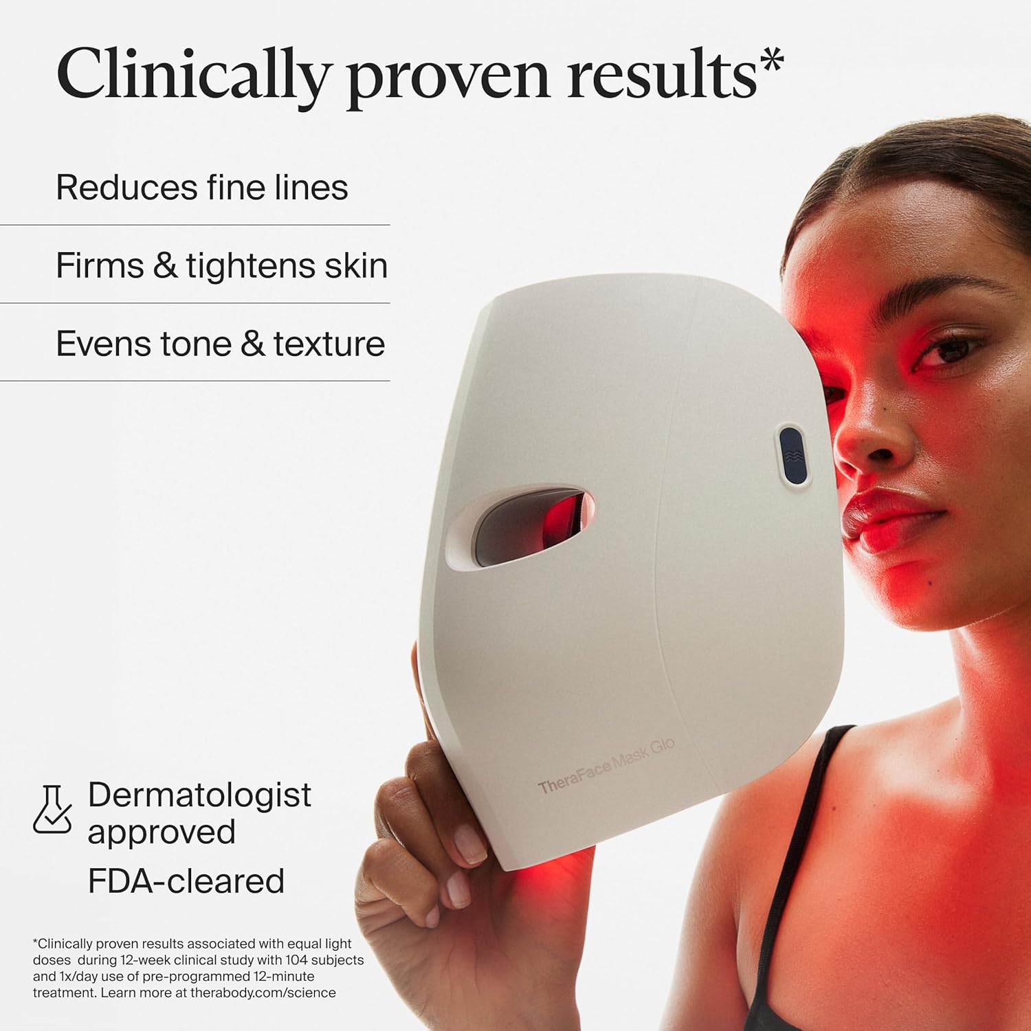 TheraFace Therabody Mask Glo - Cordless LED Skincare Face Mask with Red/Blue/Inf...