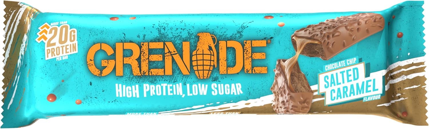 Grenade High Protein, Low Sugar Bar - Chocolate Chip Salted Caramel, 12 x 60 g C...