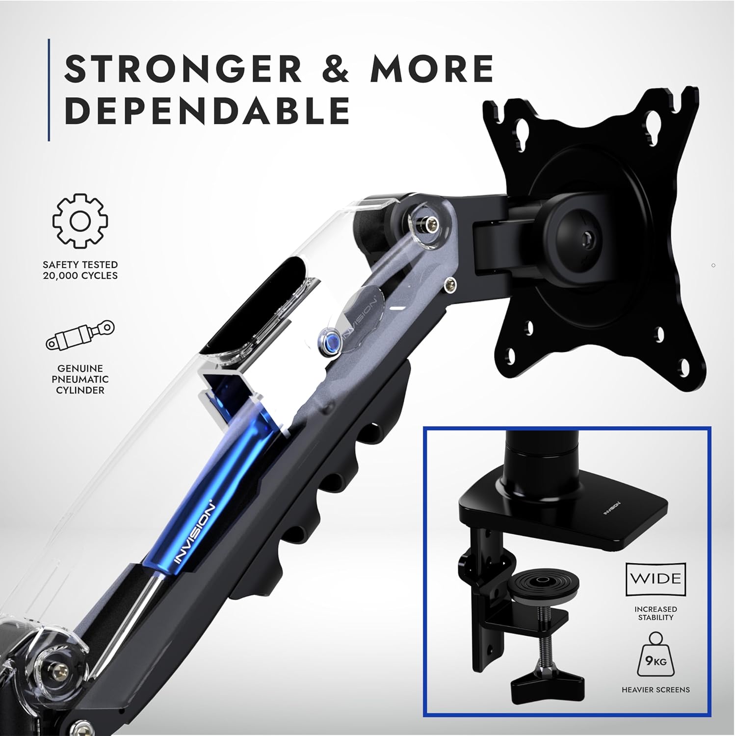 Invision Monitor Arm Desk Mount for 19-32 Inch Screens - VESA 75/100mm Desk Clam...