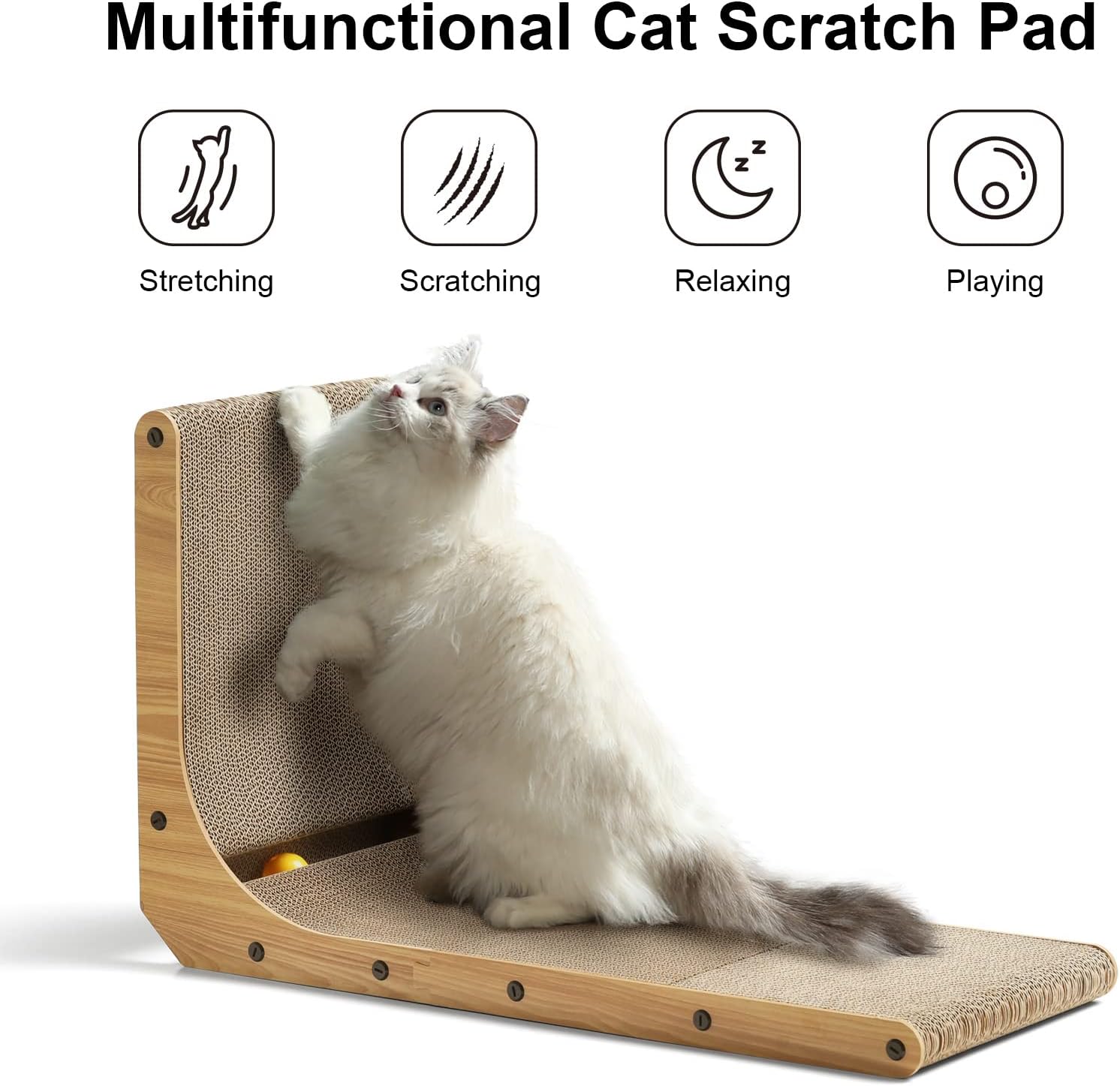 FUKUMARU Cat Scratcher, 68 cm L Shape Cat Scratch Pad Wall Mounted, Cat Scratchi...