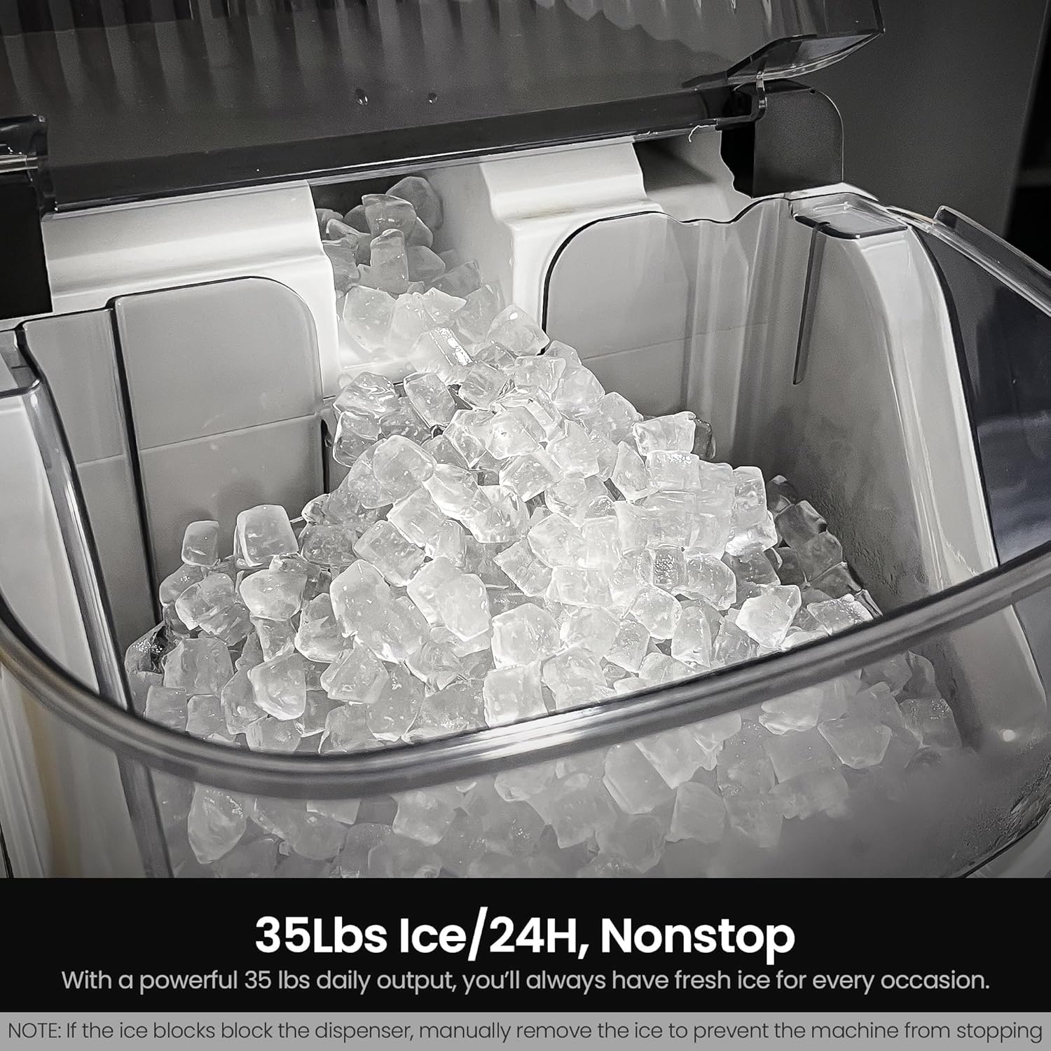 Kismile Nugget Ice Makers Countertop,Portable Ice Machine with Crushed Ice, 35lb...