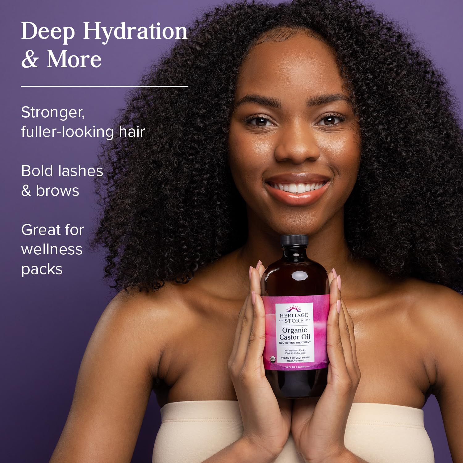 HERITAGE STORE Organic Castor Oil - Glass Bottle - Nourishing Treatment for Hair...