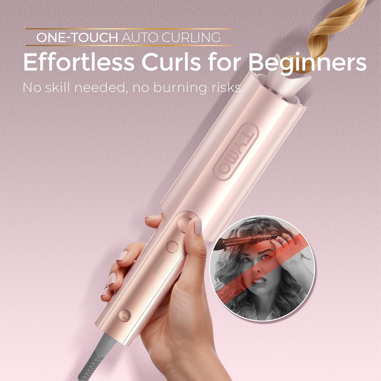 TYMO CurlPro Plus Hair Curler Automatic Rotating - Long Barrel Curling Wand for...