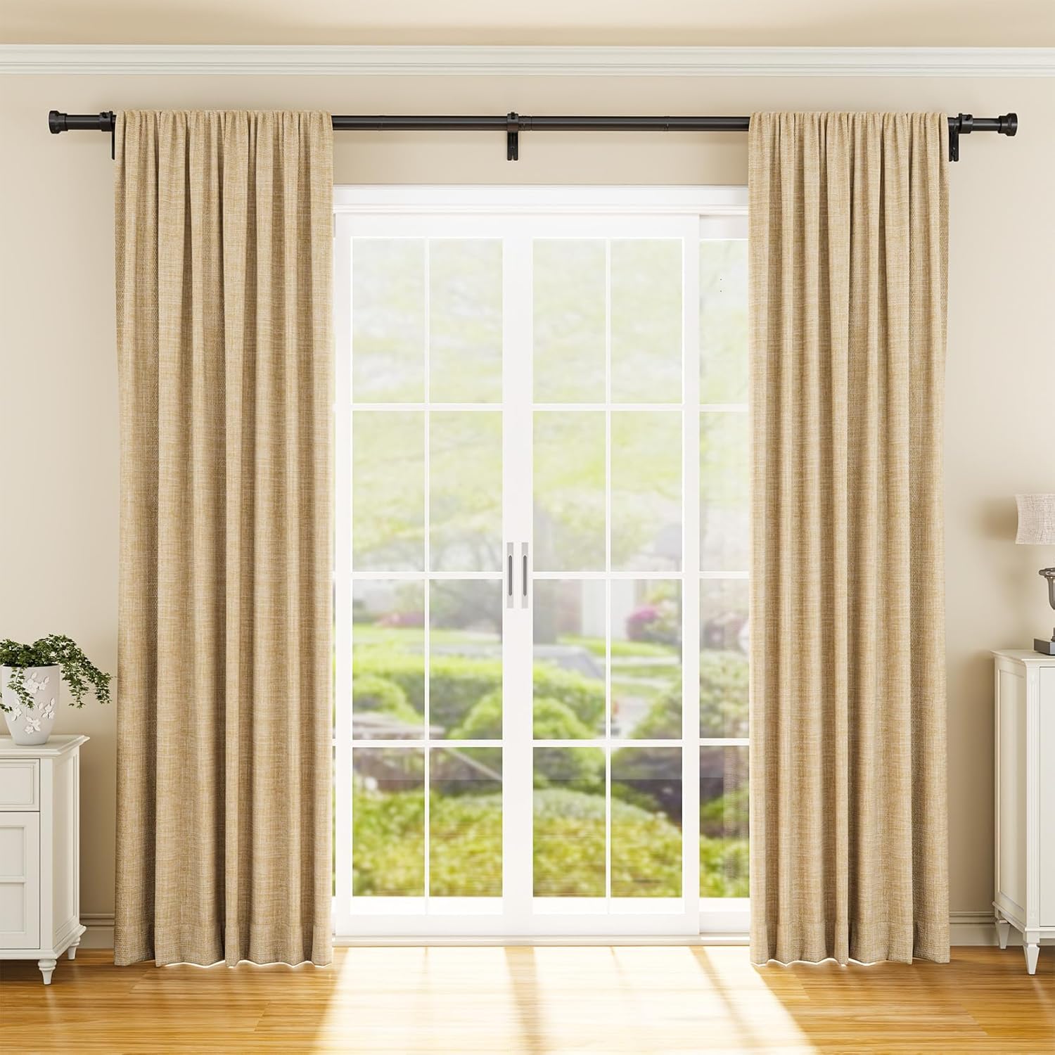 YaFex Curtain Rods 32-144 Inch, Heavy Duty 1 Inch Adjustable Curtain Rod for Win...