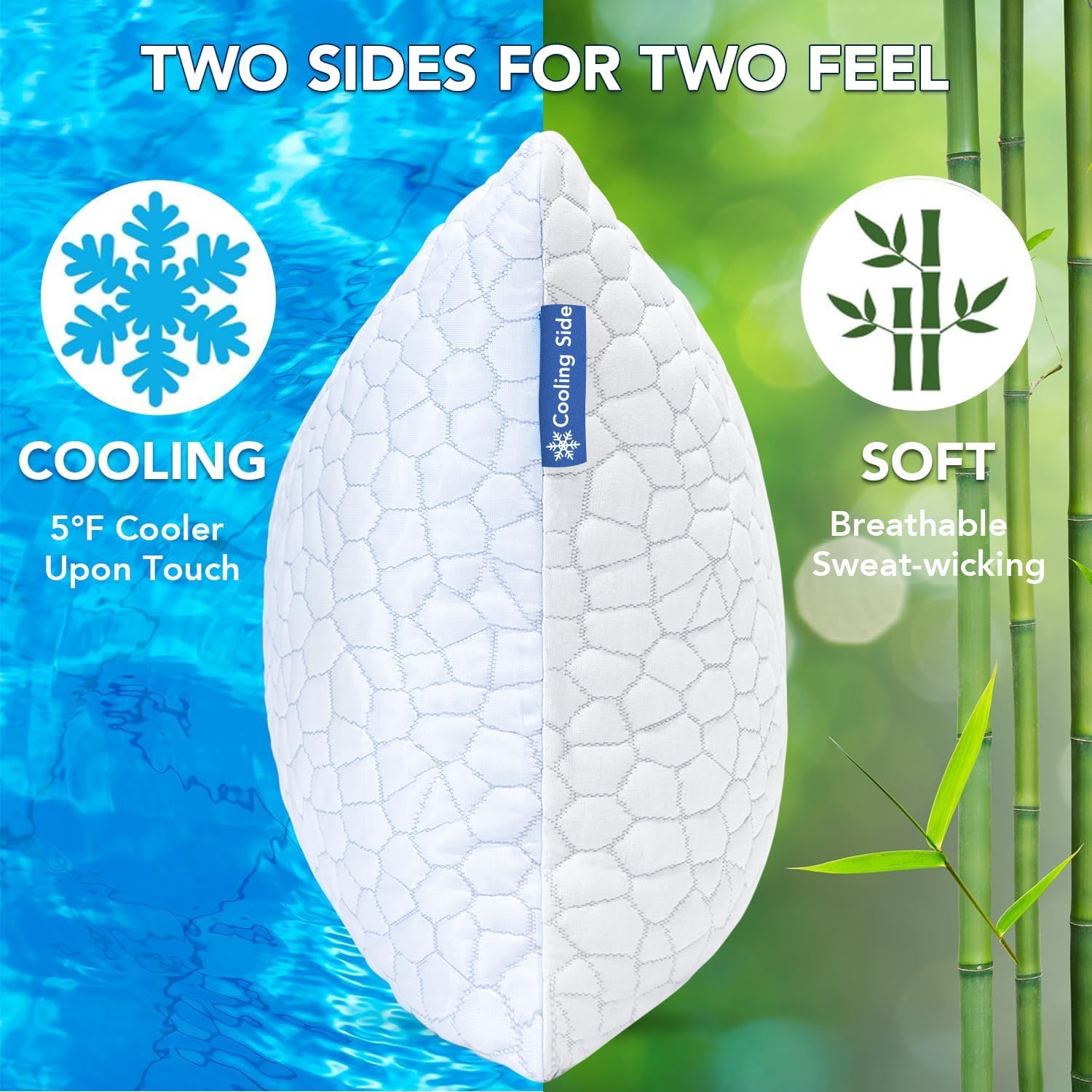 QUTOOL Cooling Pillow for Sleeping, CertiPUR-US Shredded Memory Foam Queen Pillo...
