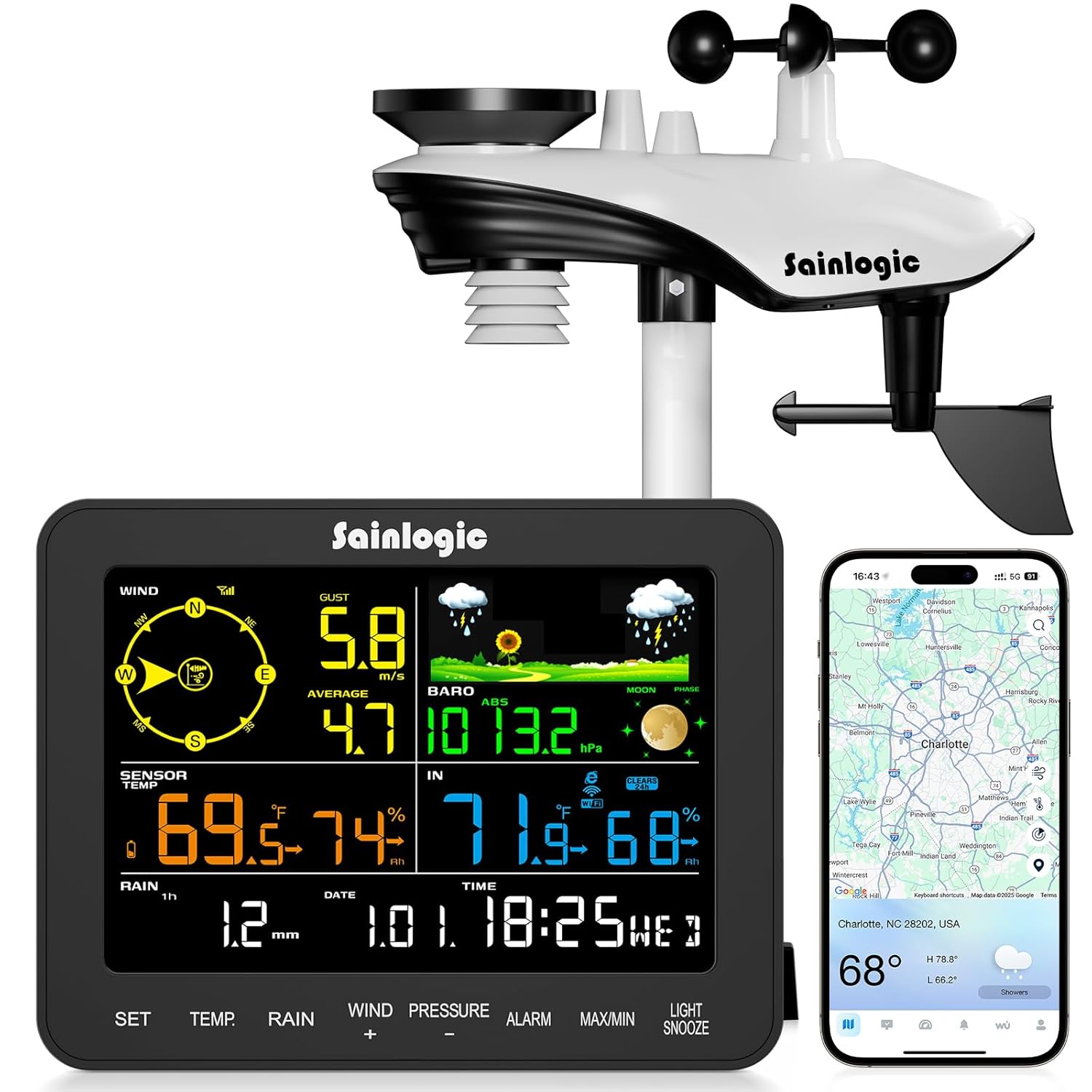 Sainlogic Weather Station, Special Smart WiFi Weather Stations Wireless Indoor O...