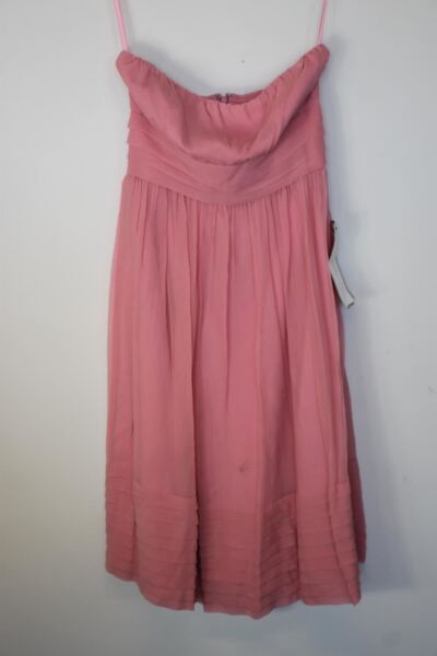 J.CREW Ladies Pink Silk Short Strapless Pleated Dress Size XS NEW