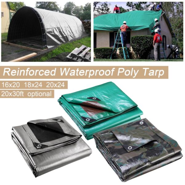 Heavy Duty Poly Reinforced Tarpaulin Tarp Car Boat Canopy Tent Cover Shelter