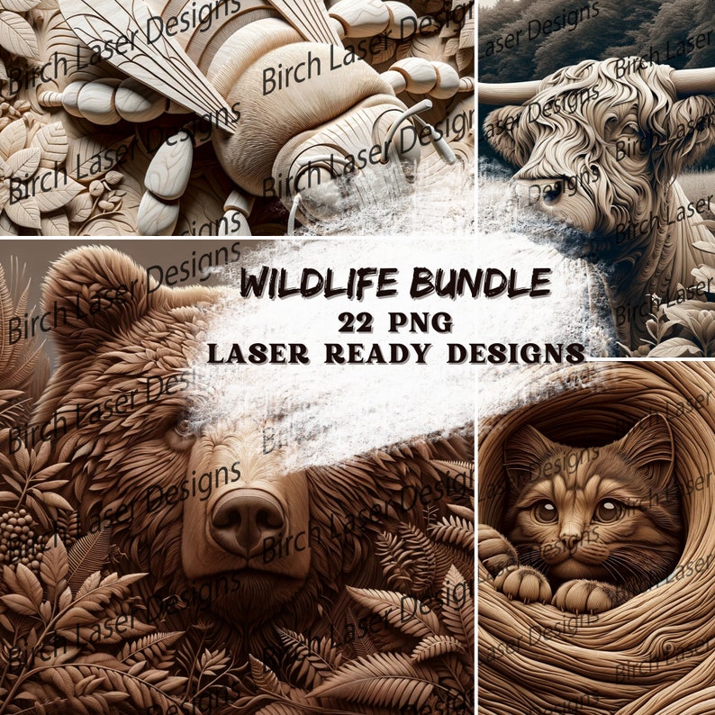 Wildlife Animals Engraving Design File Bundle for Zoo Animals Gift for Zoo Lovers Design File for Engraving Wildlife